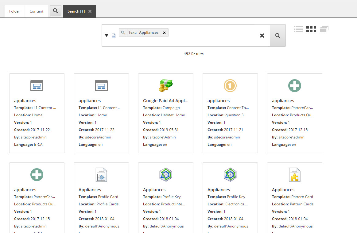 Search Grid View